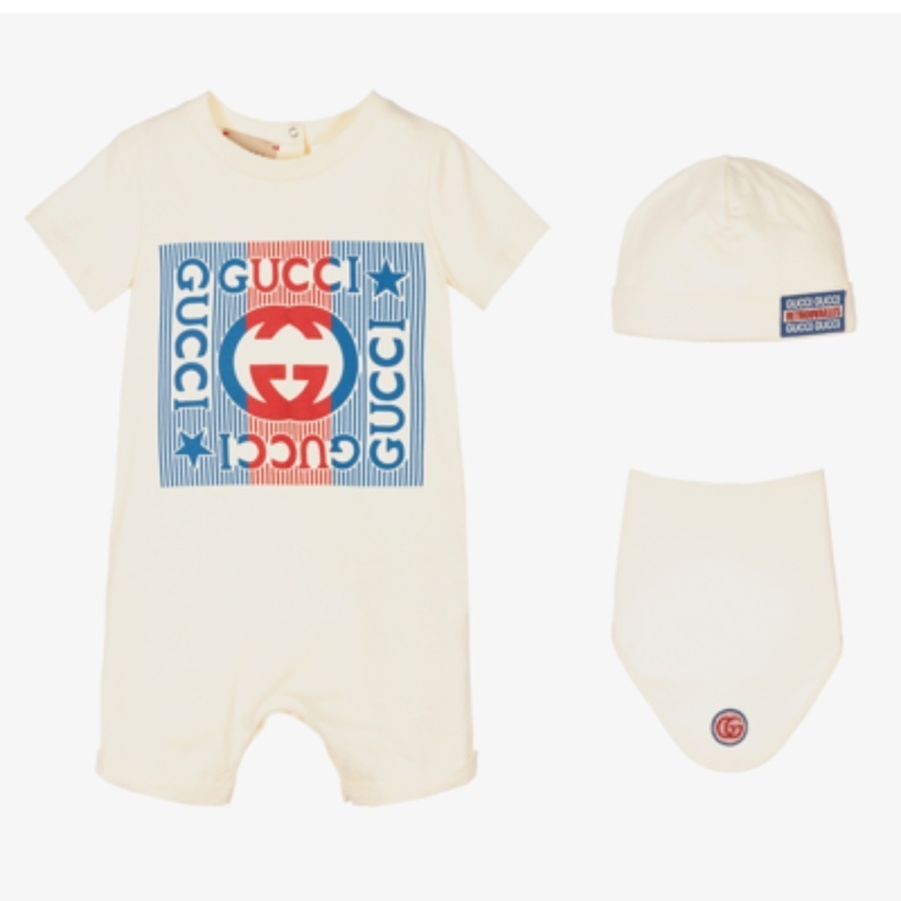 Gucci Logo Cotton Gift Set in White 6-9 months